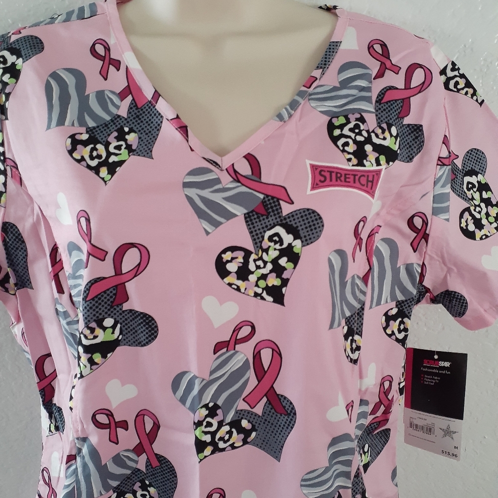 Scrubstar Breast Cancer Awareness Scrub Top - Picture 2 of 4